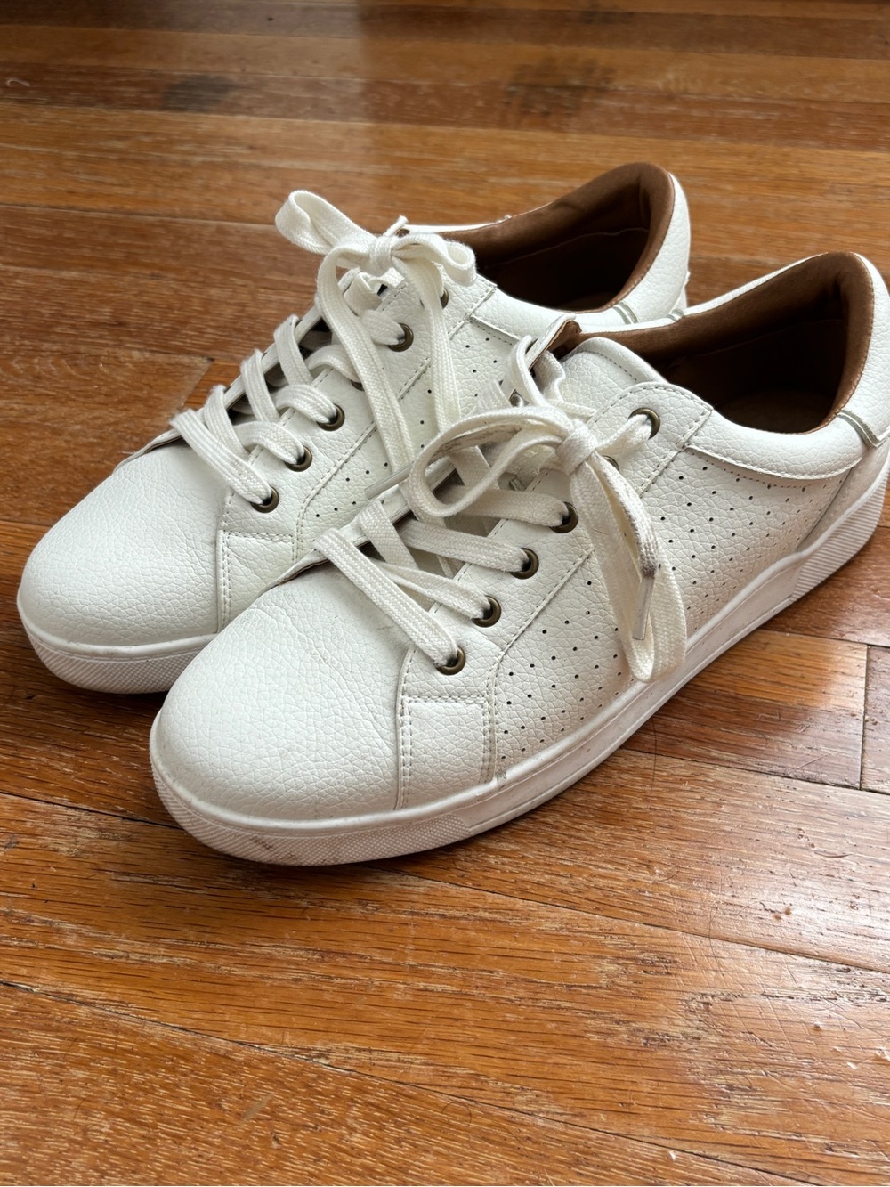White Mountain White Perforated faux Leather Sneakers